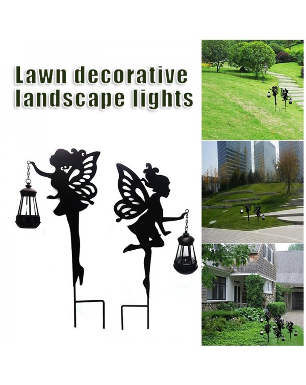 Solar Fairy Garden Light Metal Elf Silhouette Stake IP44 Waterproof LED Lamp Ground Plug Outdoor Decor for Lawn Jardim