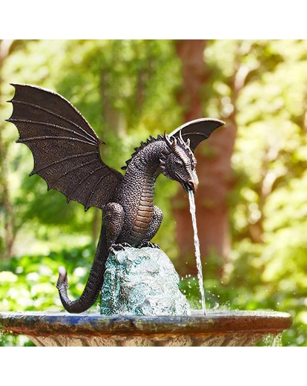 Creative Garden Sculpture Water Fountain Spray Dragon Resin Fountain Statue Crafts Garden Decoration Figurine Sculptures