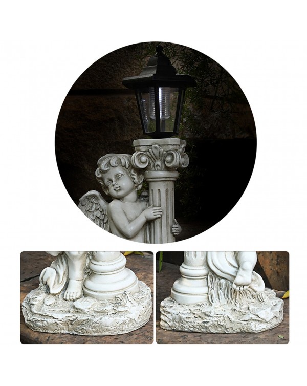 Antique Angel Garden Decoration Solar Power Lamp For Outdoor Courtyard Resin Angel Ornaments Light For Gifts