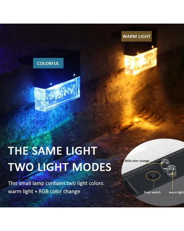 RGB Color Led Solar Fence Stairs Lighting Home Decoration Waterproof Christmas Lights Outdoor Solar Wall Lamp For Garden Walkway