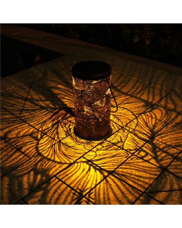 LED Solar Projection Light Outdoors Street lamp Retro Hanging Solar Lantern Lamp Metal Leaf decor For Garden Table c50