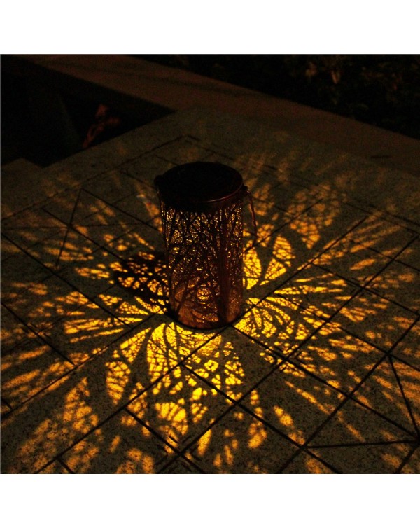 LED Solar Projection Light Outdoors Street lamp Retro Hanging Solar Lantern Lamp Metal Leaf decor For Garden Table c50