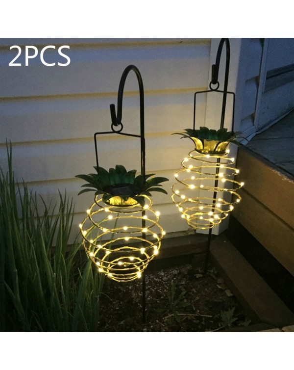 Hot Solar Garden Lights Pineapple Shape Outdoor Hanging Light Waterproof Wall Lamp Fairy Night Lights Iron Wire Art Home Decor