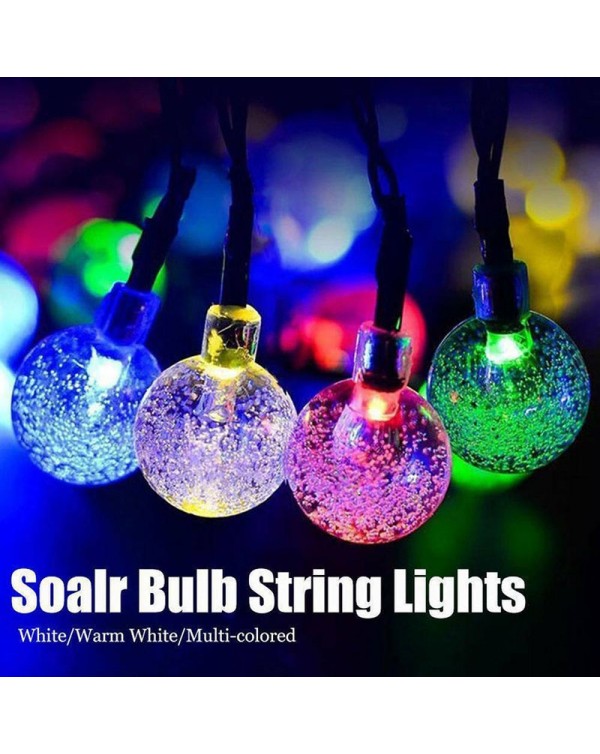 7M Solar Lamp Crystal Ball LED String Lights Flash Waterproof Fairy With 8 Modes For Outdoor Garden Wedding Decoration