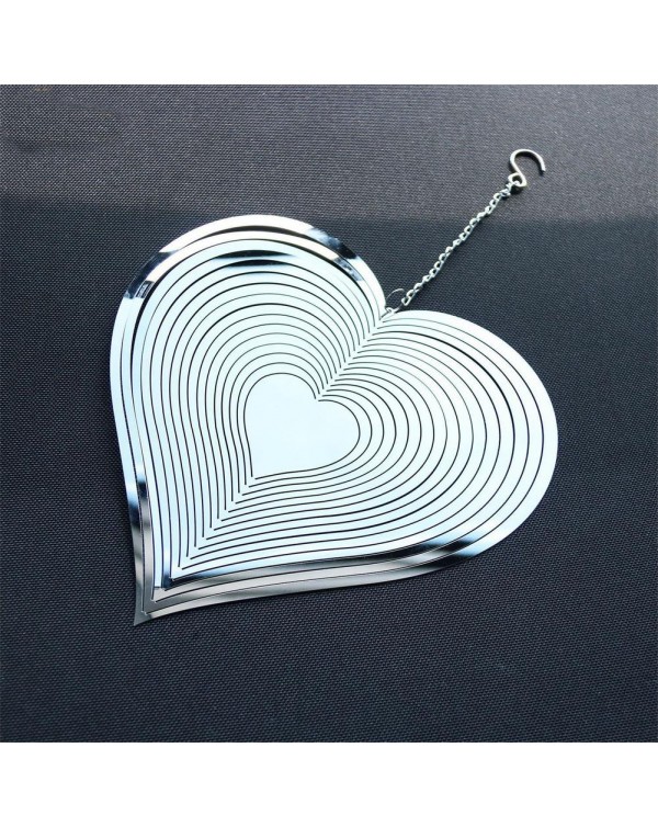 New Beating Heart Wind Spinner Stainless Steel ABS Wind Catcher Love Metal Wind Chime Rotating Wind Chime Balcony Garden Decor