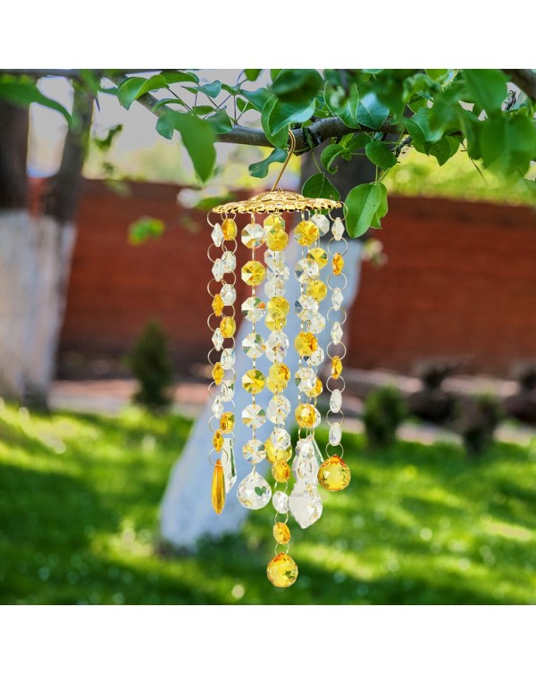Crystal Wind Chimes Pendant Colorful Hanging Drops for Outdoor Indoor Garden Window Wedding Curtain Chandelier DIY Garden Decor