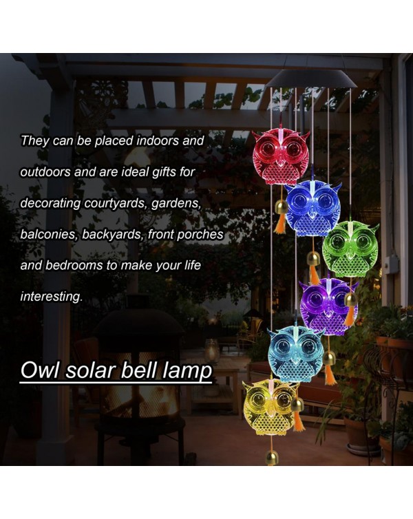 50% Hot Sales!!! Owl Solar Wind Chimes Lamp Outdoor LED Multicolor Waterproof Light Switch Gently Romantic Gifts for Thanksgivin