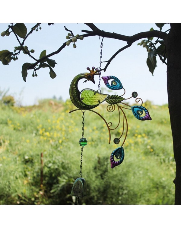 Colorful Peacocks Shape Pendant Bell Wind Chimes Indoor Balcony Outdoor Garden Decor Hanging Craft Ornament 2021 Birthday Gifts