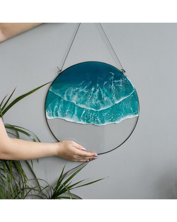 Wall Pendant Oceans Wall Hanging Wave High Stained Acrylic Decoration Glass Window Panel Sun Catcher Interior Wind Chime#g3
