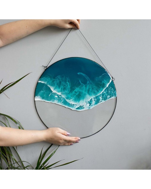 Wall Pendant Oceans Wall Hanging Wave High Stained Acrylic Decoration Glass Window Panel Sun Catcher Interior Wind Chime#g3