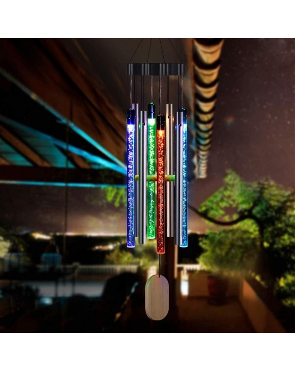LED Solar Wind Chime Auto-sensing Wind Chime Light Color Changing IP55 Waterproof Hanging Solar Light for Home Garden Decor