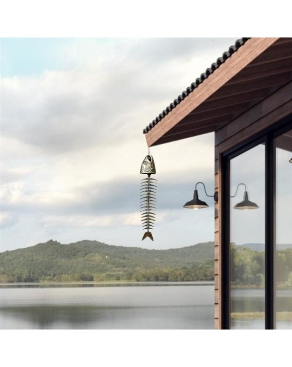 Fishbone Wind Chime Ornaments Antique Fish Sculpture Hanging Wind Chime for Indoor Outdoor Garden Patio Balcony carillon éolien