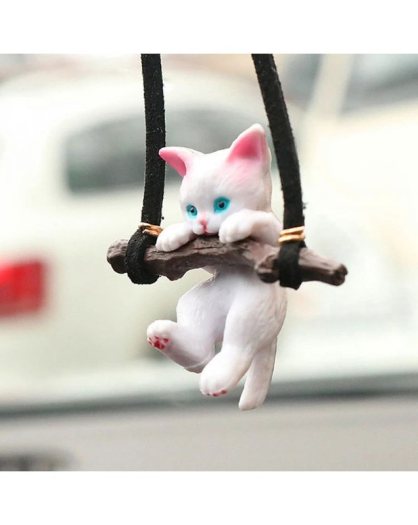 1PC Car Pendant Car Rearview Mirror Hanging Decoration Creative Cute Branch Cat Pendant Auto Interior Accessories DIY Decor Gift