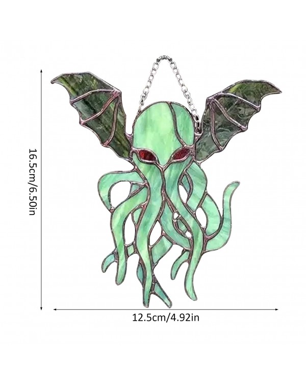 Cthulhu Suncatcher Art Stained Wind Chimes from a Chain Handcrafted Color Hanging Pendant Decor for Windows Farmhouse Yard #