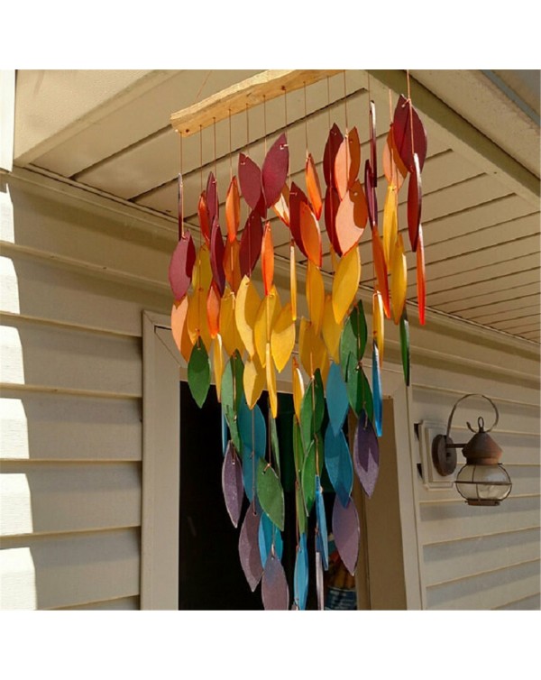 Fascinating Colorful Wind Chimes Sun Catcher Rainbow Water Fall Leaf Wind Chime And Floating Wood Wind Chimes Outdoor Teak