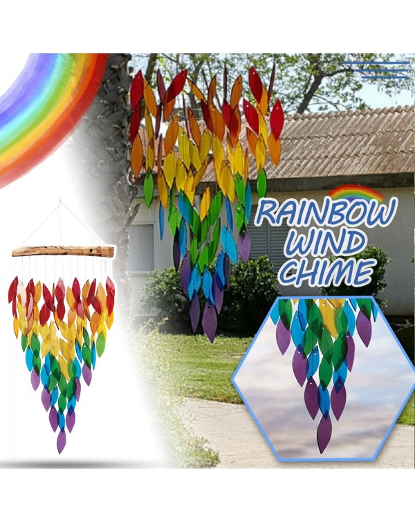 Fascinating Colorful Wind Chimes Sun Catcher Rainbow Water Fall Leaf Wind Chime And Floating Wood Wind Chimes Outdoor Teak