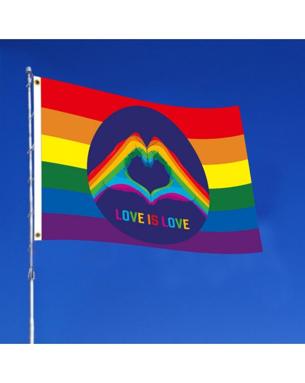 Rainbow Pride Flag Love Is Love Decorative Sign Outdoor Sunscreen Polyester Banner Vivid Fade Resistance 90x150cm No Flagpole