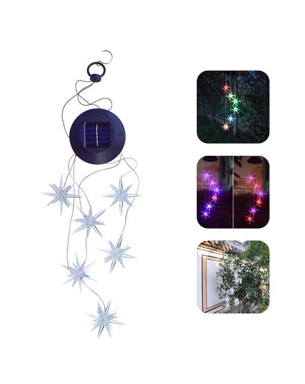 Solar Light LED Wind Chimes Hanging Lamp Garden Grey Sea 7-Color Urchin Decor for Household Outdoor Courtyard Ornament