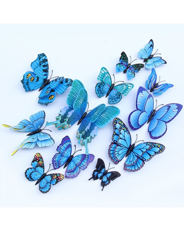 12PCS/Lot  PVC Artificial Colourful Butterfly Decorative Stakes Wind Spinners Garden Decorations Simulation Butterfly