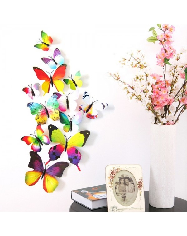 12PCS/Lot  PVC Artificial Colourful Butterfly Decorative Stakes Wind Spinners Garden Decorations Simulation Butterfly