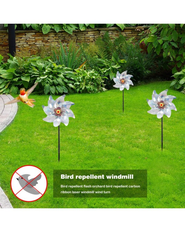 8 Leaves  Bird Repeller Pinwheels Reflective Sparkly Deterrent Windmill Protect Garden Plant Flower Garden Lawn DIY Decoration