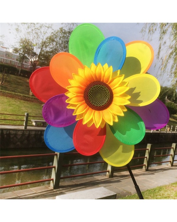 Sunflower Windmill Colourful Wind Spinner Home Garden Decor Yard Kids Toy