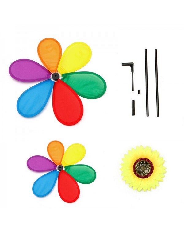 Sunflower Windmill Colourful Wind Spinner Home Garden Decor Yard Kids Toy