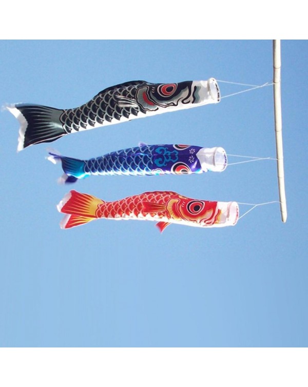 Satin Japanese Carp Windsock Wind Streamer Koi Nobori Sailfish Fish Flag for Outdoor Garden Yard Children's Day Decoration