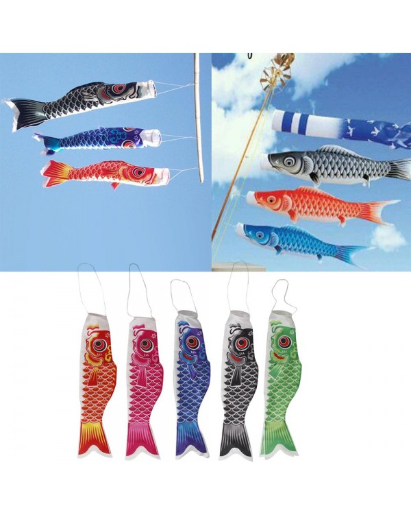 Satin Japanese Carp Windsock Wind Streamer Koi Nobori Sailfish Fish Flag for Outdoor Garden Yard Children's Day Decoration