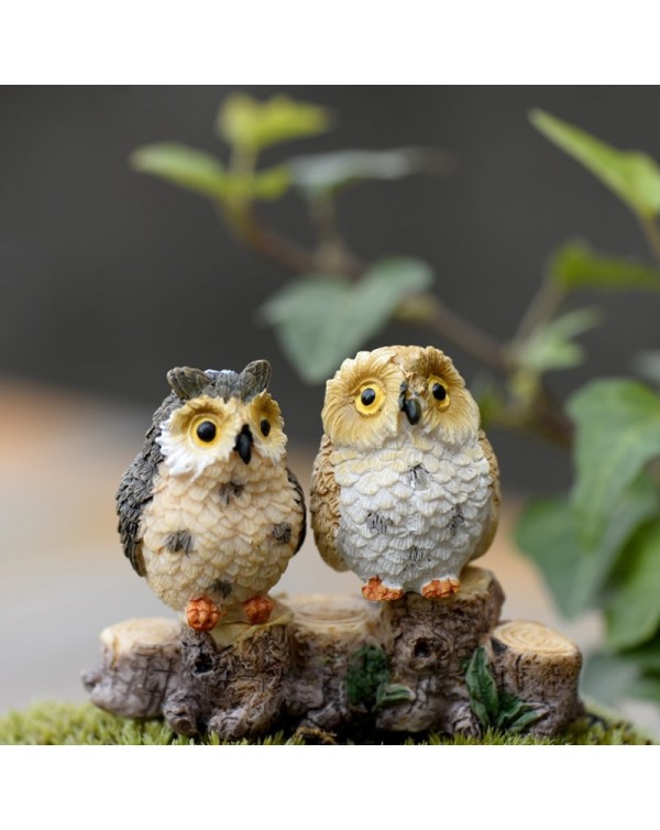 Cute Owl Mini Dollhouse Bonsai Craft Garden Ornament DIY Plant Pots Fairy Garden