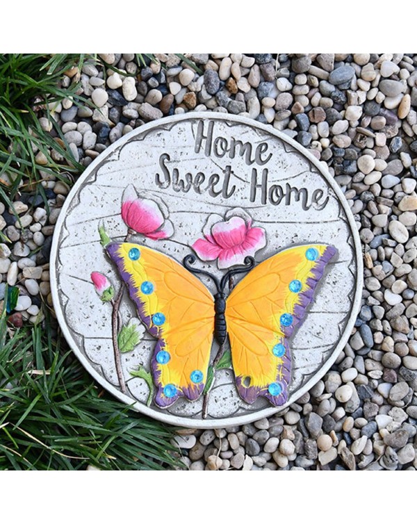 Decorative Garden Step Stone Home Decor Cement Round Foot Pedal Pathway Statues Patio Landscaping Butterfly Outdoor Lawn Yard