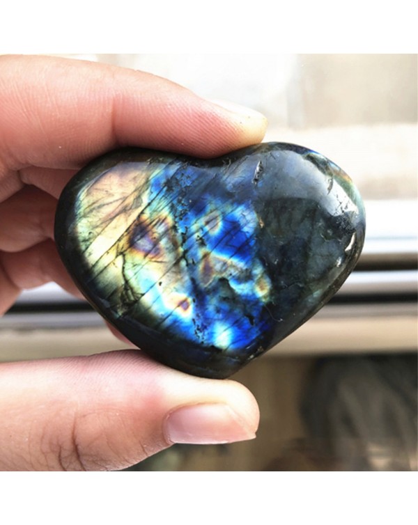Heart Shape Crystal Labradorite Palm Healing Quartz Gemstone Worry Stone Blue Gift Crystal Piedras Naturalesy Minerales декор#30