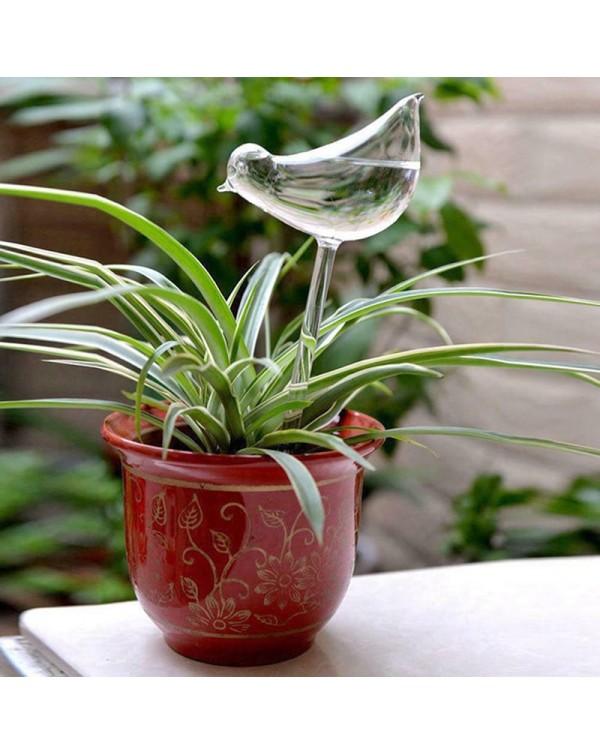 1pcs New Automatic Flower Watering Device Plant Waterer Self Watering Globes Bird Shape Hand Blown Clear Plastic Aqua Bulbs