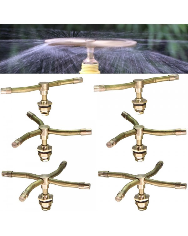 1PC 2/3/4 Arm Automatic Rotary Whirling Sprinkler Garden Lawn Irrigation Watering Nozzle Spray Rotating Brass Sprayer