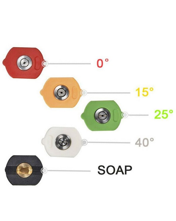 5Pcs 1/4''Quick Connector Car Washing Nozzles High Pressure Spray  Tip Washer Gun Lance Nozzle Garden Clean Accessories Kits