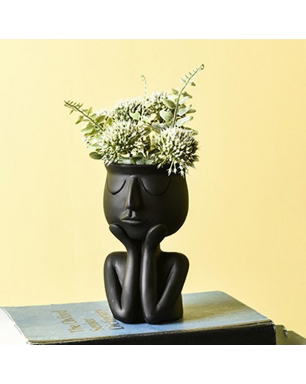 Human Think Face Ceramic Plants Flower Pot Vase Planter Tabletop Home Crafts Display Window Model Room Soft Decoration