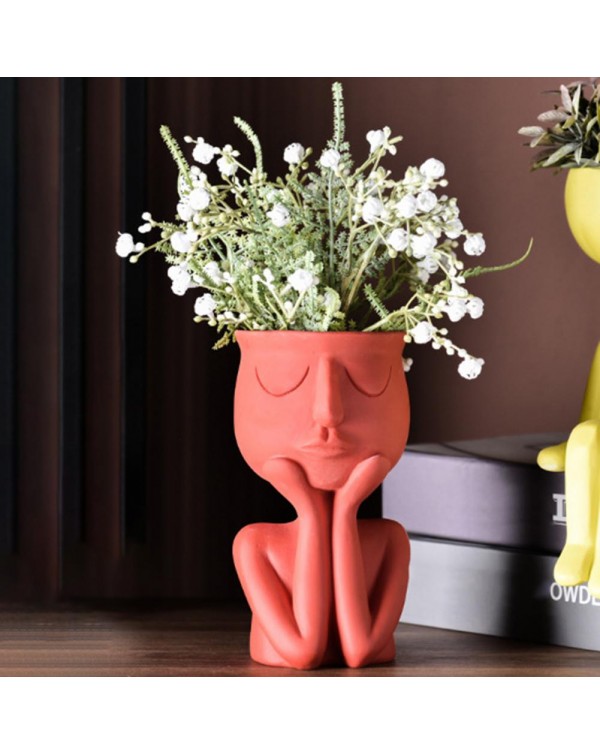 Human Think Face Ceramic Plants Flower Pot Vase Planter Tabletop Home Crafts Display Window Model Room Soft Decoration