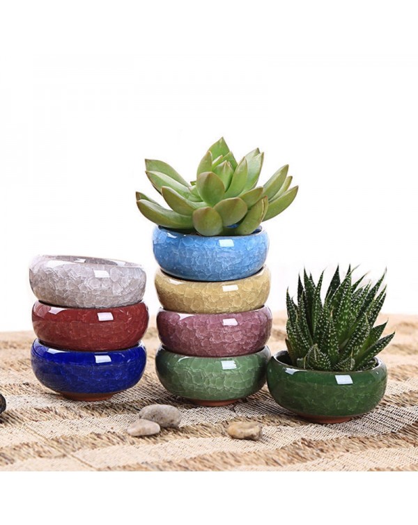 YeFine Ice-Crack Ceramic Flowerpots For Juicy Plants Home and Garden Decor Mini Succulent Planter Pots