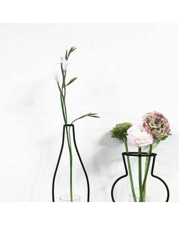 1Pcs New Style Creative Iron Line Flower Plant Vase Pot Dest  Flowers Vase Metal Plant Holder Modern Solid Home Decor Iron Vase