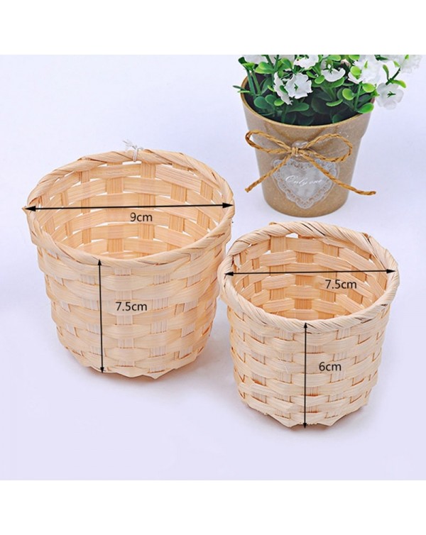 New Handmade Bamboo Garden Flower Pot Straw Patchwork Wicker Rattan Seagrass Storage Wicker Basket Organizer Nursery Pots