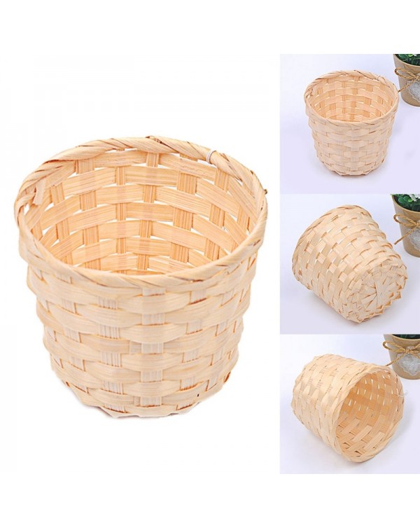 New Handmade Bamboo Garden Flower Pot Straw Patchwork Wicker Rattan Seagrass Storage Wicker Basket Organizer Nursery Pots