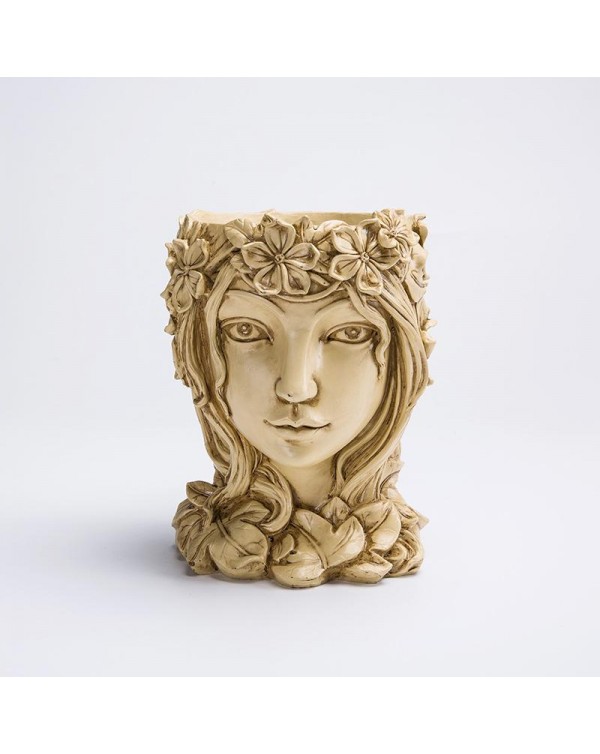 1Pc Portrait Human Head Vase Resin Flowerpot Girl Face Planter With Hole Home Plant Pot Crafts Desktop Ornament Home Decor