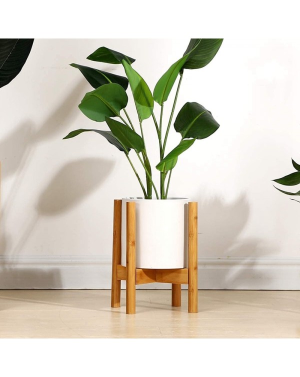 Expandable Plant Holder Bamboo Wood Flower Pot Display Stand Potted Rack for Indoor and Outdoor, Up to 12 Inch Planter