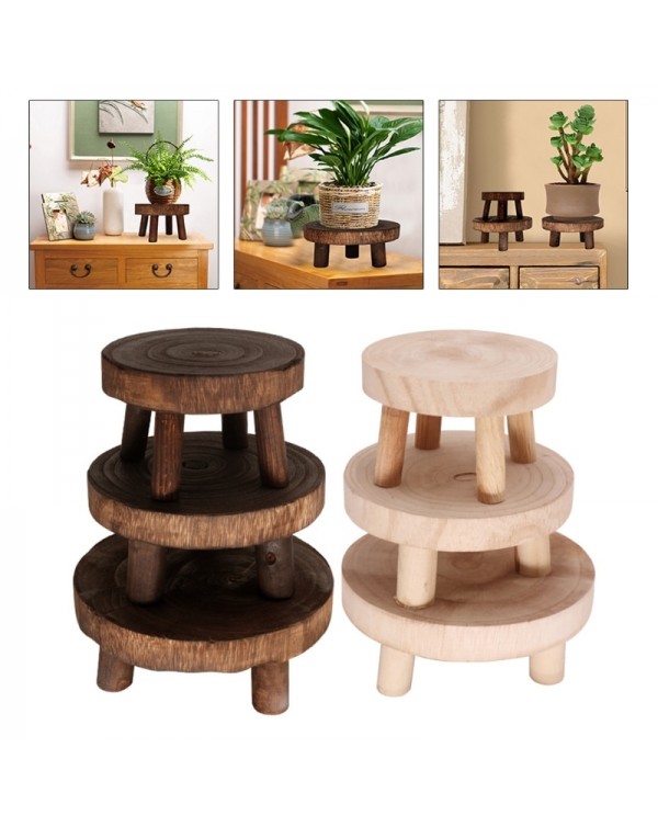 Solid Wood Round Bench Flower Pot Holder Plant Succulent Flower Pot Base Display Stand Stool Home Garden Patio Decor Wholesales