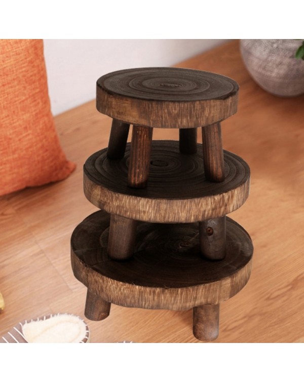 Solid Wood Round Bench Flower Pot Holder Plant Succulent Flower Pot Base Display Stand Stool Home Garden Patio Decor Wholesales