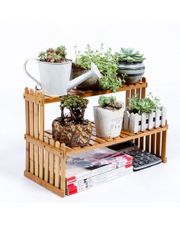 Plant Shelf Flower Display Stand Bamboo Wood Storage Rack Garden Organizer
