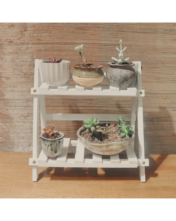High-quality Wooden Plant Stand 2 Tier Flower Pot Display Shelf Rack For Desktop Balcony Or Lienvironmental Protection Coating