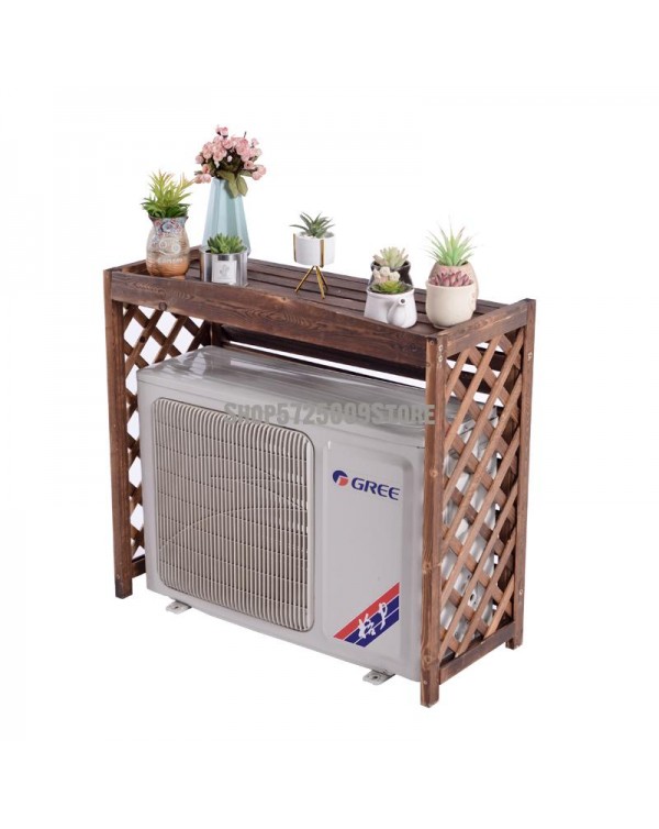 Outdoor air conditioner shielding anti-corrosion wood flower stand balcony shelf decoration courtyard air conditioner cover