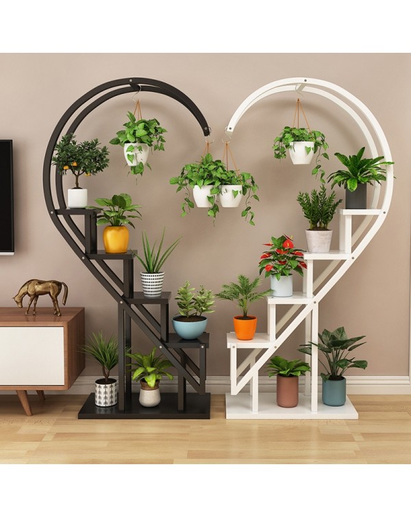 Metal Plant Stand Flower Planter Rack Pot Holder Multi-Layer Plant Display Shelf Organizer Heart-Shaped Plant Stands for Outdoor