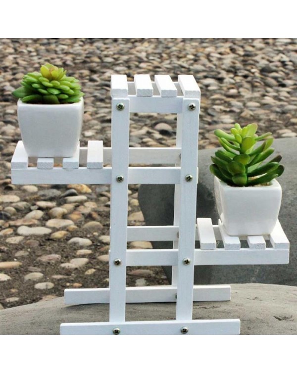 1pc Wooden Storage Rack Flower Pot Rack Stand Holder Household Green Plants Potted Plant Flower Holder for Home (White)